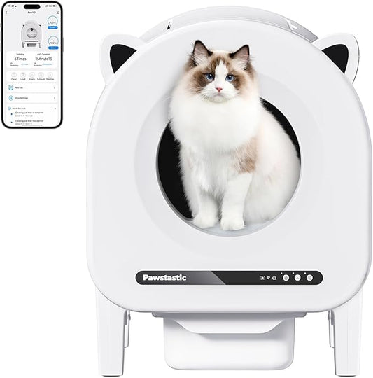 Self Cleaning Litter Box, 68 L Automatic Cat Litter Box for Multiple Cats, Robot with Dual Safety Protection, APP Control, Odor Removal Smart Litter Boxes, 2 Roll Trash Bags