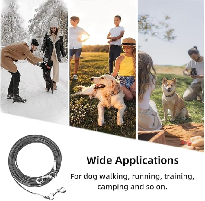 Tie Out Cable for Dogs,100FT Dog Leads,Heavy Duty Tie Out Cable for Large Dogs Up to 125lbs,Durable Dog Runner Tether Line for Outdoor,Yard