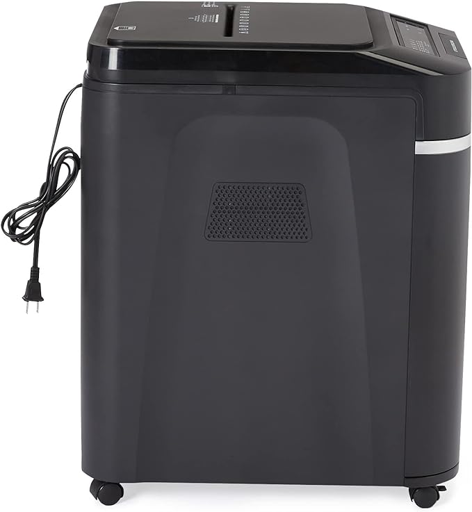 Amazon Basics 200-Sheet Auto Feed Cross Cut Paper Shredder with Pullout Basket, Black