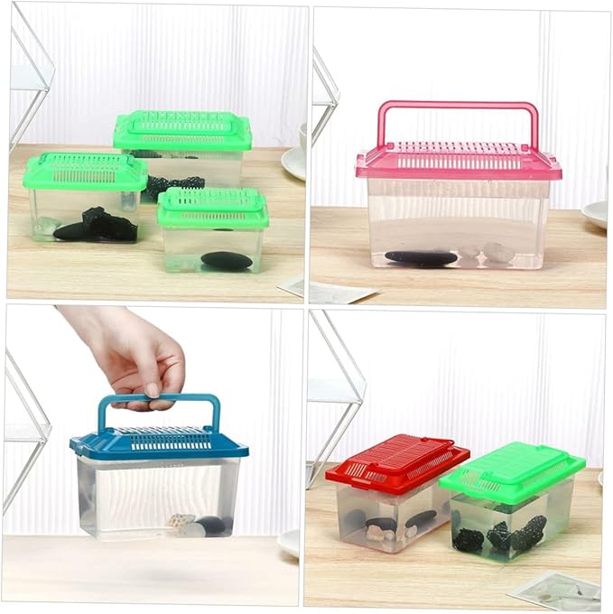 Plastic Turtle Fish Tank Plastic Handheld Fish Tank Portable Aquarium Clear Reptile Breed Container Cricket Keeper Lizard Tank Animals Turtle Tank Beard Leopard Print