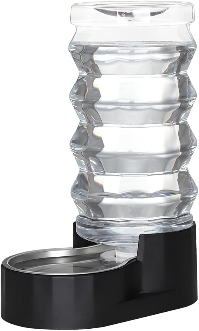 Sfozstra Automatic Pet Water Dispenser: 9L Black Lagre Dogs Stainless Steel Gravity Feeder - Convenient Drinking Water Dispenser Designed for Dogs and Cats