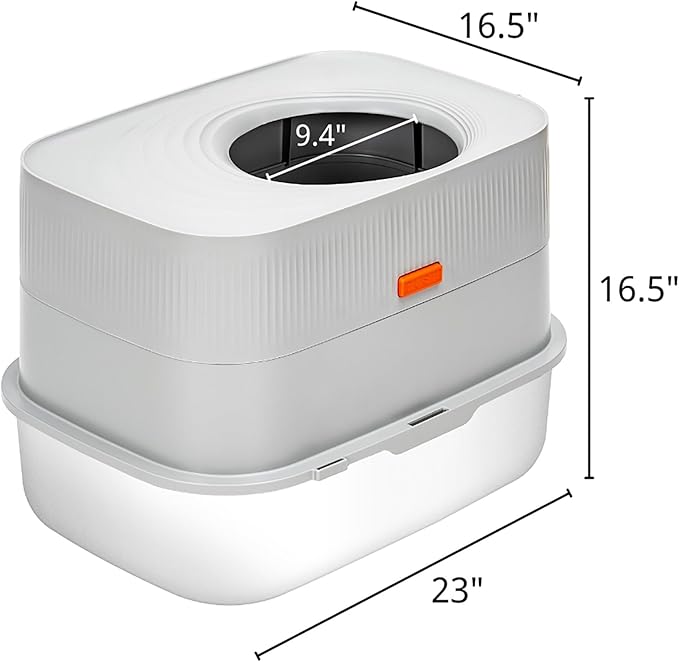 Stainless Steel Sifting Litter Box with Lid, Metal Litter Pan with Scoop for Big Cats Multi Cat, Extra Large Cats Litterbox Odor Control, Easy Clean (23*16.5*16.5inch-with Enclosure, X-Large)