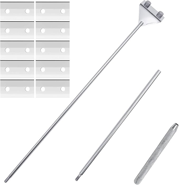 Aquarium Fish Tank Tools Kit Stainless Steel Algae Cleaning Scraper Razor Cleaner with 10 Pcs Blades (26 Inch)