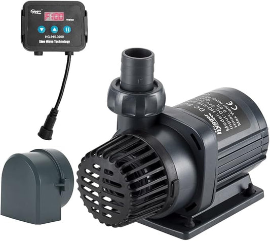 Hygger 24V DC Water Pump with LCD Display Controller - 1720 GPH Inline/Submersible Saltwater Aquarium Return Pump for Coral Reef Tank Sump