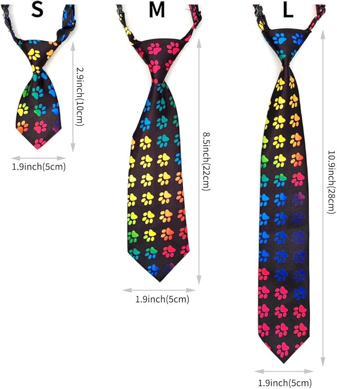 PET SHOW 10pcs Pack Paw Big Dog Ties Neckties for Large Breed Dogs XL Adjustable Holiday Birthday Grooming Accessories Neck Ties Bowties Girl Boy Wedding Costumes Photography Party Gift Favor