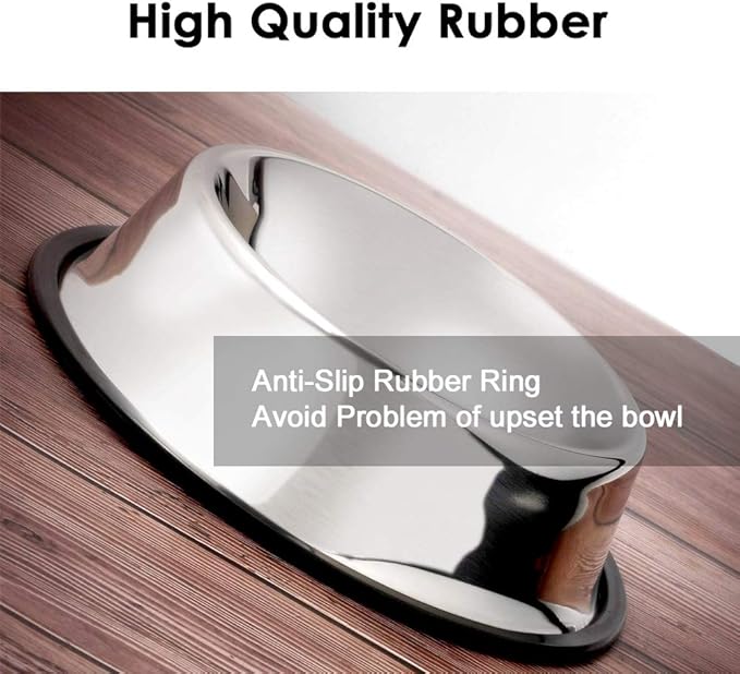 Stainless Steel Dog Bowls, 3.5 Cup/28oz Cat Bowl Water and Food with Rubber Base, Pet Bowls for Large Dogs, 2Pack