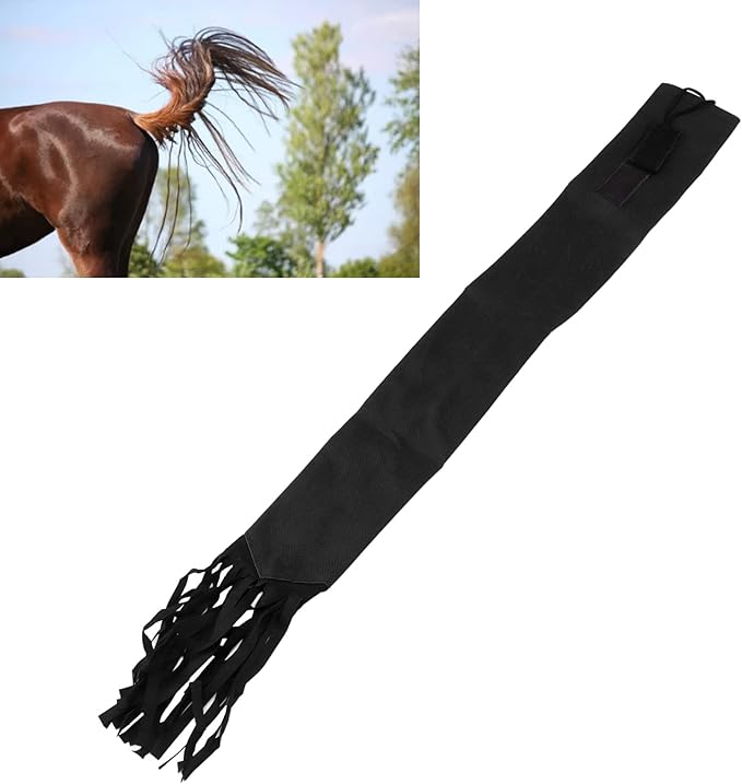 GLOGLOW Horse Tail Bag, Design Horse Tail Guard with Fringe for Keep Tail and Protected (Black)