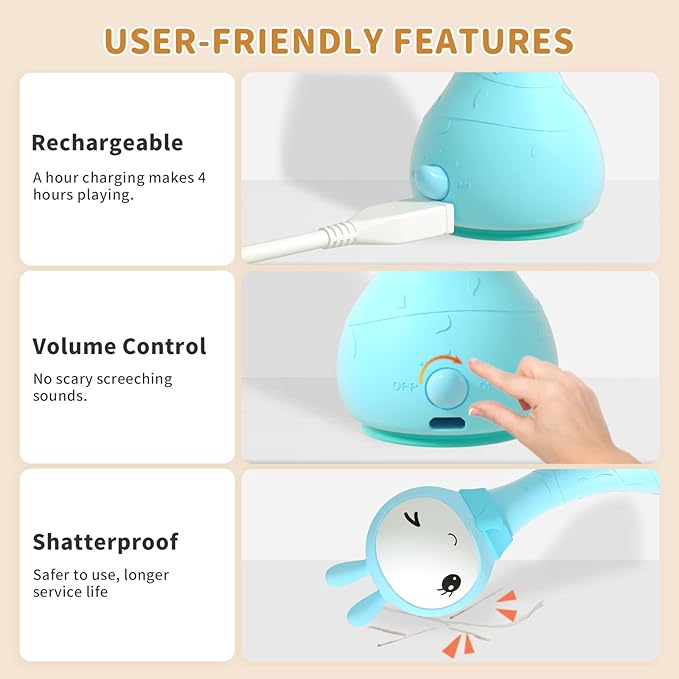 alilo Yoyo Talking Bunny Baby Singing Musical Rattle, Mimicking Toys Repeats What You Say, Preloaded 90+ Audio Content, ABC/Number/Notes Learning Toys for Toddlers Infant Newborn Boy Girl Gifts