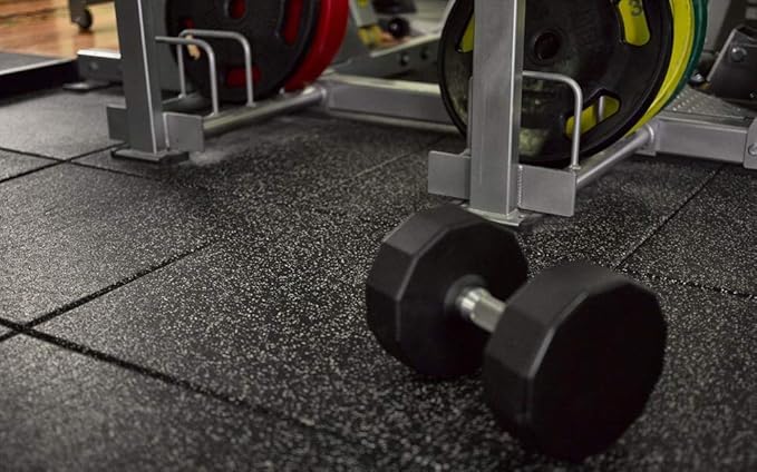 American Floor Mats - Extreme Rubber Gym Tiles - 1 Inch Thick Colorful Rubber Gym Tiles - Superior Shock and Sound Absorbing Tiles - 95% Light Greys 25 Tile Pack (Covers 100 Sq Ft)