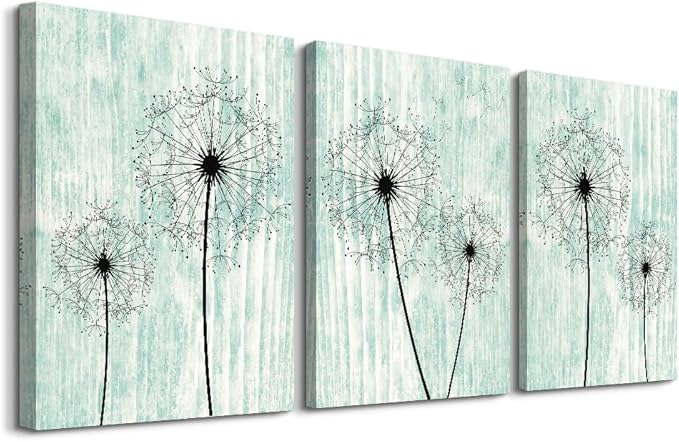 Light Green Background Dandelion Canvas Wall Art Paintings For Living Room Large Size Wall Artworks Bedroom Decoration 3 Piece Framed Office Wall Decor Canvas Print Posters Kitchen Home Decoration