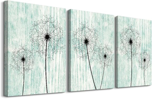 Light Green Background Dandelion Canvas Wall Art Paintings For Living Room Large Size Wall Artworks Bedroom Decoration 3 Piece Framed Office Wall Decor Canvas Print Posters Kitchen Home Decoration