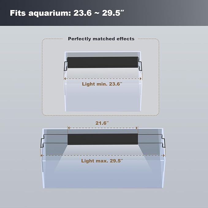 GLOWRIUM Aquarium Light, LED Freshwater Fish Tank Light with Timer, Full Spectrum Planted Aquarium Grow Lights with Daylight/Moonlight Mode, Brightness Adjustable, Auto On/Off (24-29 in)