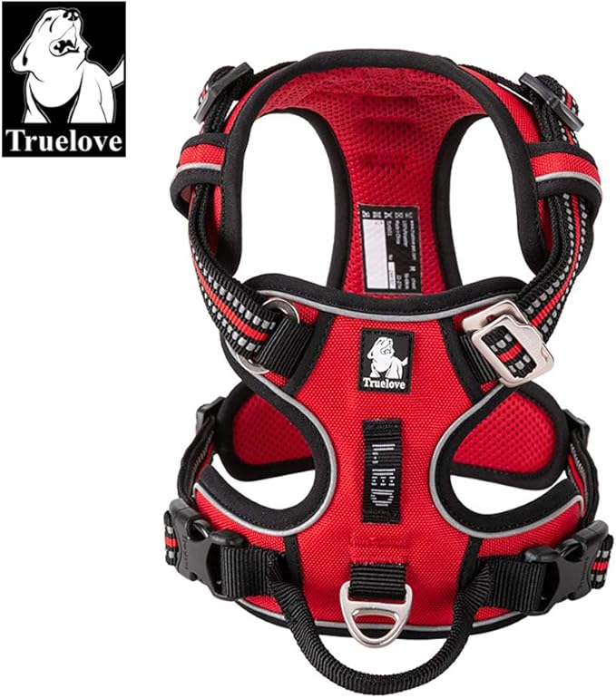 TRUE LOVE Dog Harness No Pull Nylon Reflective Pet Harness Adjustable Comfortable Control Step-in Brilliant Colors Truelove TLH56512 XL Red