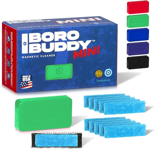 SNOWTREE Magnetic Glass Cleaner BoroBuddy | Glass Pieces, Bottles, Vases | Compact Design for Tighter Spaces & Smaller Glass Pieces | Double Sided | Green