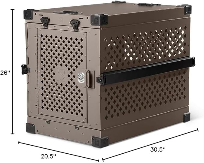 Impact Collapsible Dog Crate - Foldable Hard Crate for Medium Dogs - Heavy Duty Travel Kennel with Powder-Coated Aluminum - Quick Setup for Indoor & Outdoor (Gray, 30" (30.5" L x 20.5" W x 26" H))