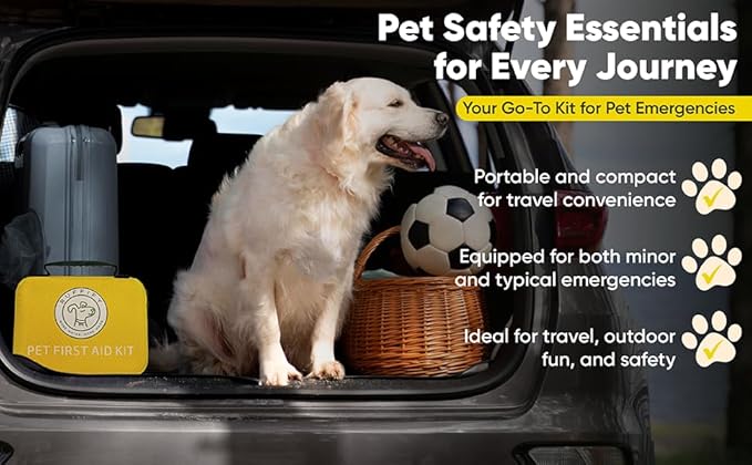 Pet First Aid Kit for Dogs & Cats – 27 Key Items Emergency Kit with Mini Pouch for Boating, Sailing, Home, Office, Travel, Vacations & Outdoor Adventures