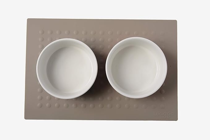 Waggo Dipper Ceramic Dog Bowl for Small and Large Breeds - Heavyweight and Durable Pet Food and Water Dish Crock, Dishwasher Safe, Modern (Medium, Dolphin)