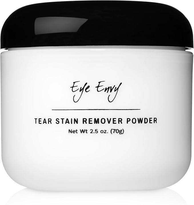 Eye Envy Tear Stain Remover Powder for Dogs and Cats. 100% Natural, Safe. Apply Around Eyes. Absorbs and Repels Tears. Keeps Area Dry. Treats The Cause of Staining. Made in The USA (2.5 oz)