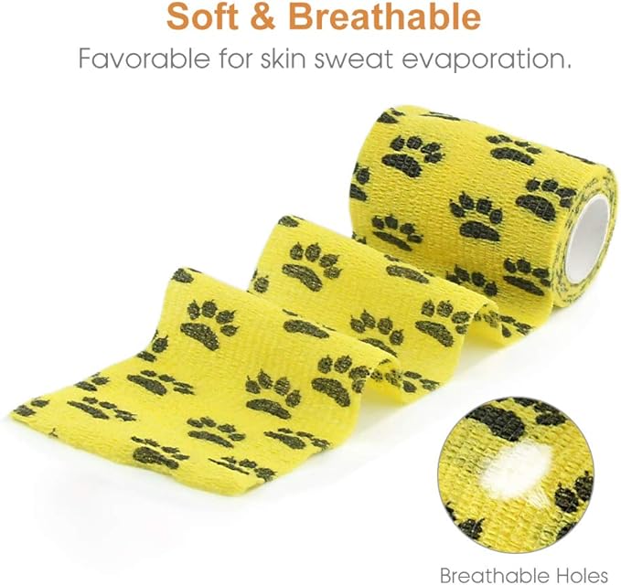 AUPCON Vet Wrap Cohesive Bandages Bulk Self Adhesive Bandage Wrap Self Adherent Wrap Non-Woven for Dogs Pet Animals & Ankle Sprains & Swelling 2 Inch x 5 Yards (3 Inch Claw)