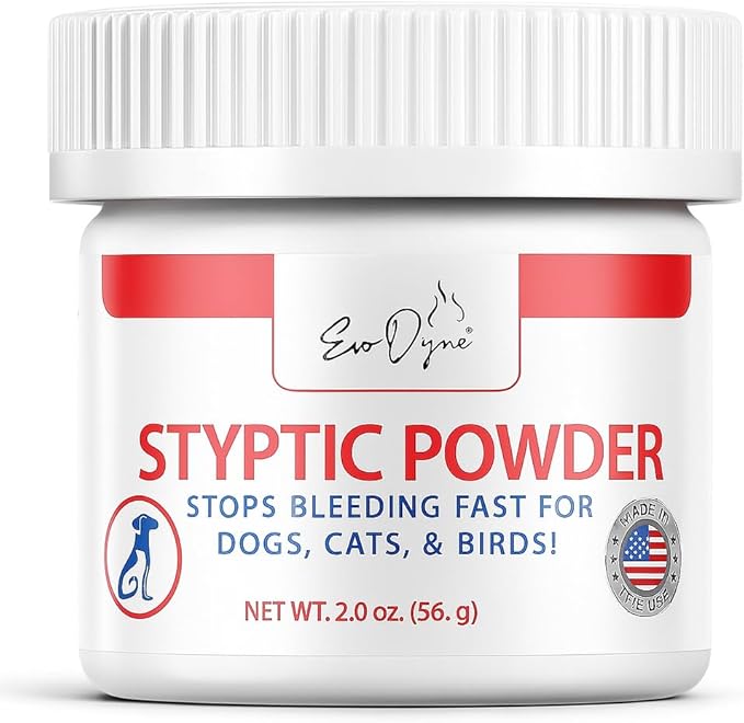 Styptic Powder for Dogs, Cats, and Birds (2 oz) by Evo Dyne | Fast-Acting Blood Stop for Pets | Quick Stop Bleeding Powder for Dog Nail Clipping, Grooming, Cuts and More (1-Pack)