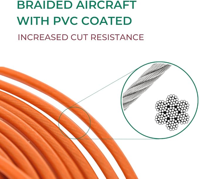 25FT Tie-Out Cables for Dogs - Strong, Safe, and Durable Dog Tie-Outs for Every Breed up to 125 Pounds - Weather and Wear Resistant Galvanized Aircraft Cable for Outside Use