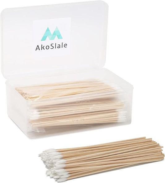 Extra Long Cotton Swabs, 400 Counts, 6-Inch | Lint-Free Tips for Gentle Cleaning of Small Dogs, Guns, Electronics, Makeup, and Crafts | Durable Wooden Sticks with Convenient Storage Box