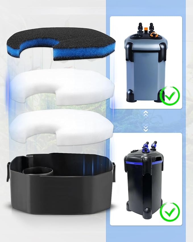 Canister Filter Pads Fit for AMOSIJOY 172/225/265GPH Aquarium External Filters, Replacement Canister Filter Pads Fit for Coospider-Repta Canister Filter Systems 12PCS