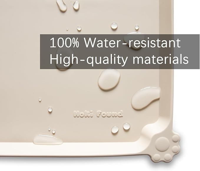 Hoki Found XX-Large Silicone Pet Food Mats - Non Slip Cat Dog Bowl Placemats - Waterproof Feeding Mats - Suitable for Carpet - Papayawhip