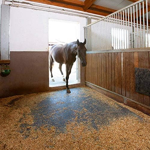 American Floor Mats - Heavy Duty Stall Tiles - Stable/Horse Tiles - Thick, Durable Rubber Flooring Solid Black 6' x 12' Set 3/8" Thick (18 Tiles Total)