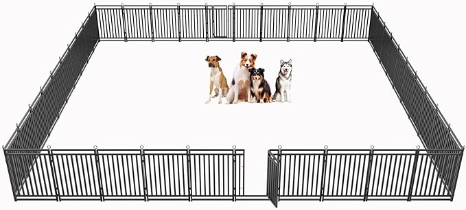 Dog Fence Outdoor Indoor, 40" Inch Height 40 Panels Dog Playpen for Large/Medium/Small Dogs Metal Dog Pen for Yard Camping and RV | Black-Silver