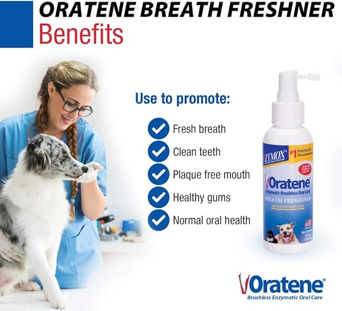 Zymox Oratene Brushless Oral Care Breath Freshener for Dogs and Cats, 4oz
