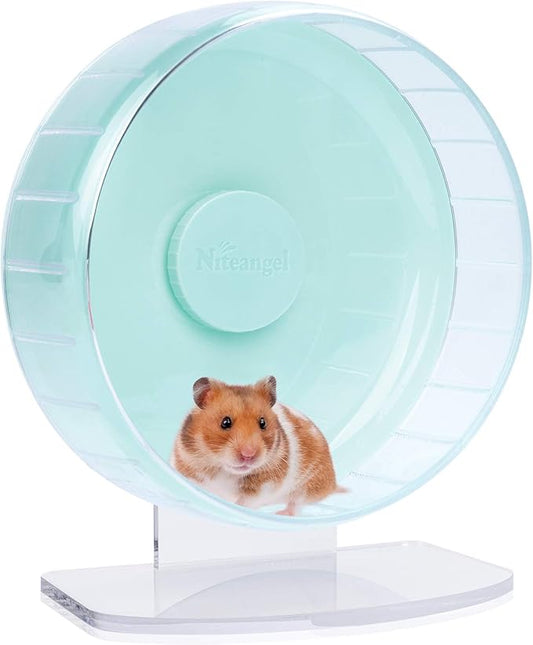 Niteangel Super-Silent Hamster Exercise Wheels: - Quiet Spinner Hamster Running Wheels with Adjustable Stand for Hamsters Gerbils Mice Or Other Small Animals (M, Mint Green)