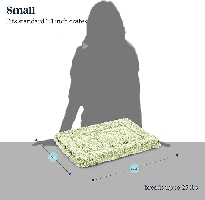 Stoutwool Indestructible Dog Bed - Fluffy Chew Proof Dog Crate Pad - Tough Kennel Pad for Aggressive Chewers - Washable, Ideal for Small Breeds & Fits 24-Inch Crate - 23"x16", Gleam