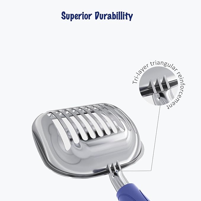 WePet Cat Litter Scoop, Aluminum Alloy Sifter, Kitty Metal Scooper, Deep Shovel, Long Handle, Poop Sifting, Kitten Pooper Lifter, Durable, Heavy Duty, for Litter Box