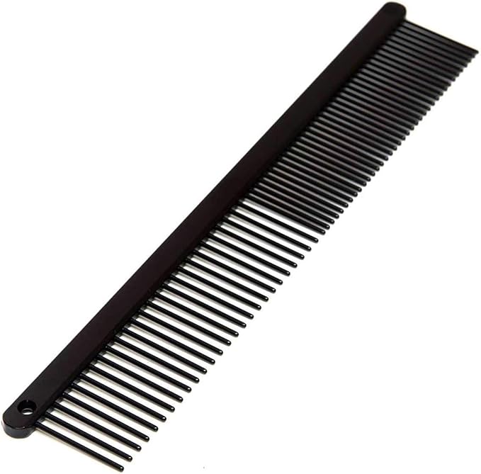 Ryan's Pet Supplies Paw Brothers Greyhound Style Comb for Dogs, Professional Grade Grooming Tool, Remove Knots and Tangles, True Teflon, Fine/Coarse, Ergonomic Handle, 7.5in