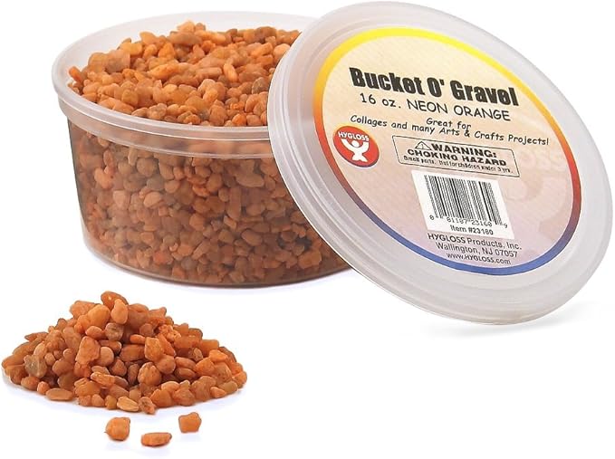 Hygloss Products Craft Rocks, Mini Stones For Art Projects - Bucket O' Gravel, Neon Orange, 1 lb