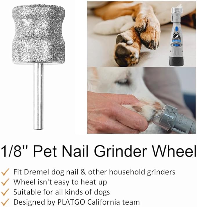 Diamond Dog Nail Grinder for Dremel, Diamond Bit for Big Dog&Pets Nail Care, 1/8'' Nail Dremel Tool for Dogs, for Animals Nail Care & Home Grinder Tools
