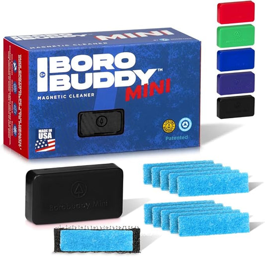 SNOWTREE Magnetic Glass Cleaner BoroBuddy | Glass Pieces, Bottles, Vases | Compact Design for Tighter Spaces & Smaller Glass Pieces | Double Sided | Black