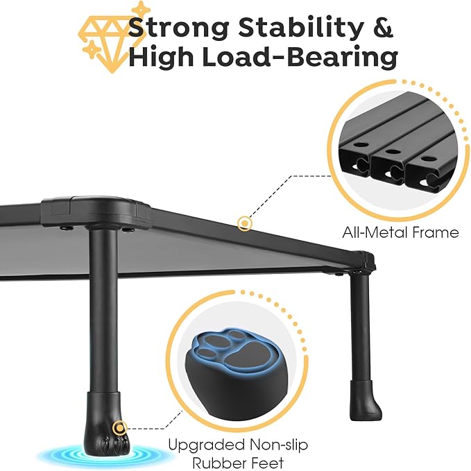 Veehoo Chew Proof Dog Bed, Non-Chewable Cot for Large Dogs, Anti-Scratch Durable Hammock Raised Place for Training Platform, Outdoor Cooling Off Ground, CWC2420ACP