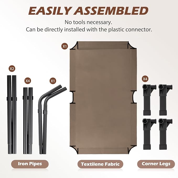 Heeyoo Elevated Dog Bed, Cooling Raised Pet Cot with Chew Proof Washable Breathable Mesh and Metal Frame, Portable Dog Cot Bed with No-Slip Feet for Outdoor or Indoor Use