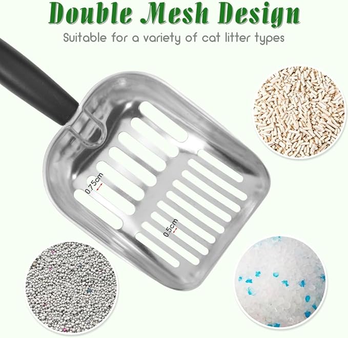 Cat Litter Scoop -Metal Cat Litter Scoop-Sturdy Mesh Scooper - Mesh Shovel-Easy to Clean - Suitable for Cat Litter Box -Black