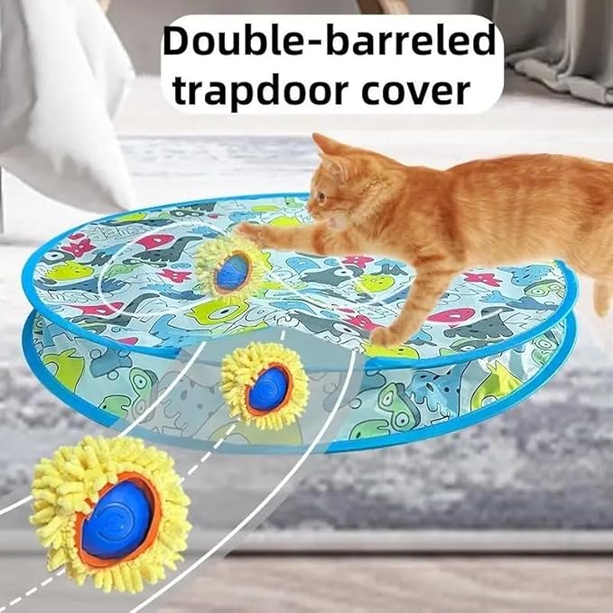 Interactive Cat Toy with Moving Ball and Sound – Motion-Activated Play Mat with Hidden Ball – Fun Hunting Toy for Indoor Cats and Kittens