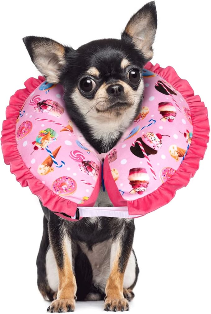 CuteBone Inflatable Dog Collar Alternative for Small/Medium Dogs After Surgery-Double Adjustable Neck Range P23SO00102M