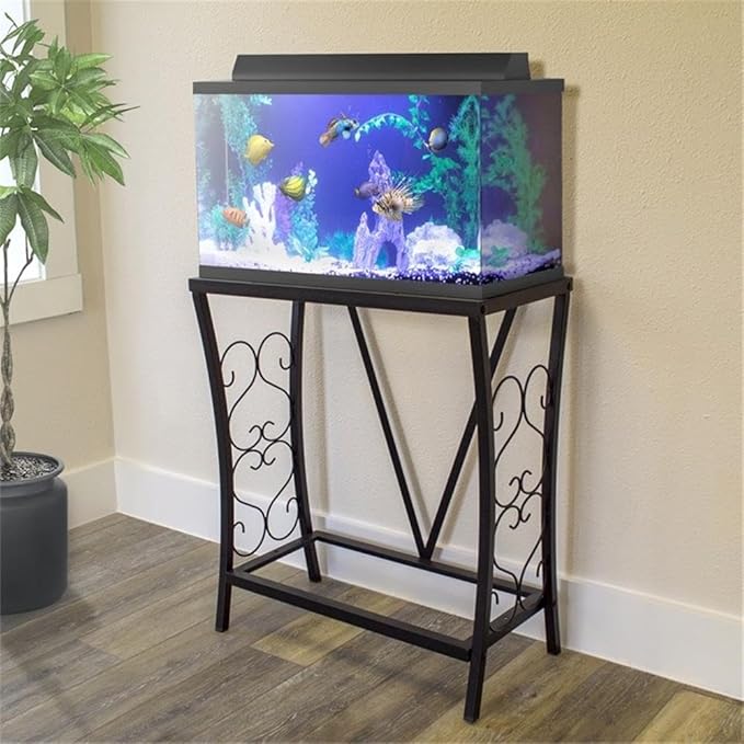MAKLAINE Traditional Steel 20 Gallon Metal Aquarium Stand in Black