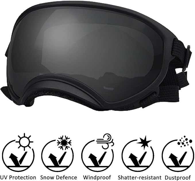 Medium Dog Sunglasses with Adjustable Strap UV Protection, Winproof Dog Puppy Sunglasses, Suitable for Medium Dog Pet Glasses, Dogs Eyes Protection,Soft Dog Goggles