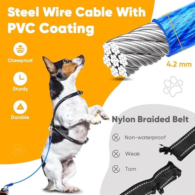 Petbobi Dog Seat Belt for Car - Chew Proof Durable Dog Seatbelt Tether for Small Medium Large Pets - Metal Vehicle Harness Restraint with Double Clips and Latch - Car Leash for Safety Travel