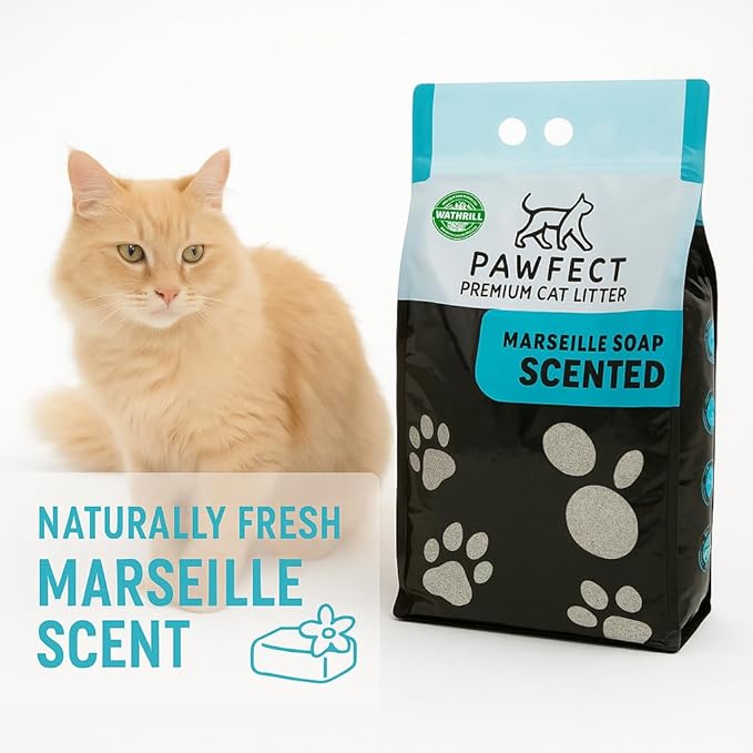 Marseille Soap Scented Cat Litter – 17.2 lb / 9L, Fast Clumping, Natural Odor Absorption, Lightweight Formula, Made with Turkish White Bentonite