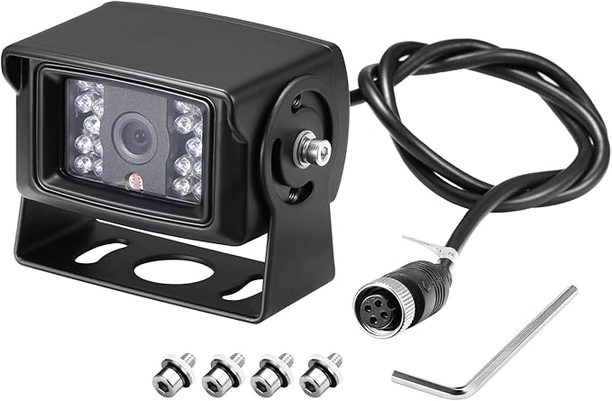 7" 1080P AHD Wired Reverse Rear View Backup Camera System, Waterproof Rearview Reverse Camera 130 Degree Wide Angle Night Vision 4 PIN Cam System for Tractor/Truck/Excavator/Caravan/Skid Steer/RV