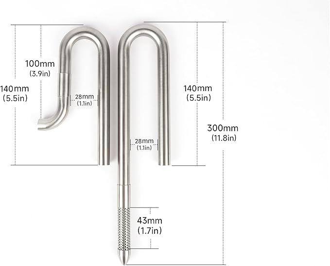 LANDEN 304 Stainless Steel Lily Pipes with Clamps for Rimless Glass Aquarium, Inflow and Outflow Set (Pipe Diameter 12mm)…