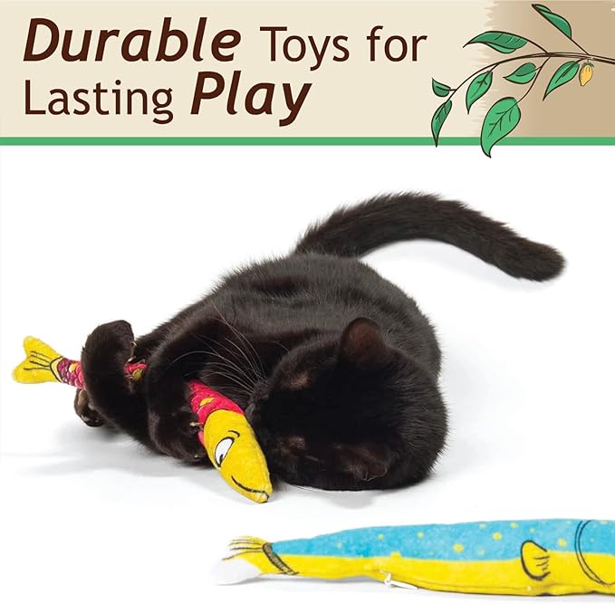 Silvervine Sardine 2-Pack Organic Catnip Substitute Toys for Cats & Kittens | 100% All-Natural Wild Harvested | 2 Refillable Sardine Kicker Cat Toys